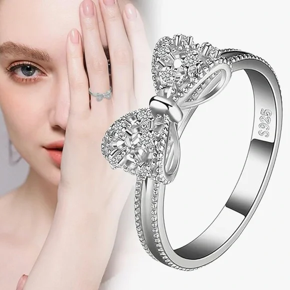 925 Sterling Silver Elegant Silver Bow Ring - Picture 3 of 3